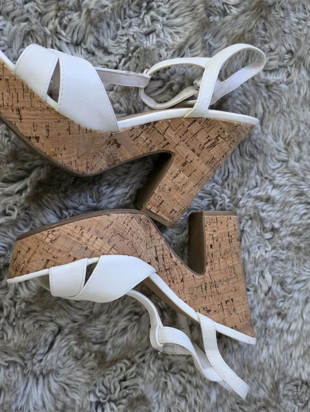 Sun + Stone Jamie White Cork Platform Sandals Women's Size 7